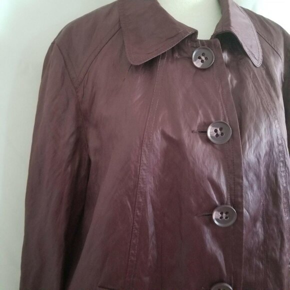 Tribal Women’s Long Sleeve Lined Burgundy Button-Up Coat Jacket Size 12 - Picture 7 of 15